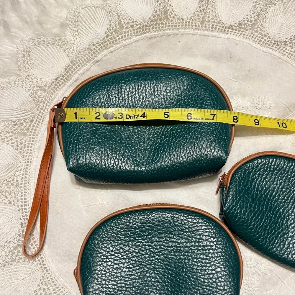 3 make up Cosmetic Bags Faux pebbled leather Zipper closure various sizes